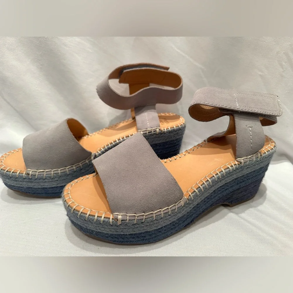 Frye Blues & Gray Amber Espadrille Wedge Heel Sz 8.5 - Picture 3 of 11